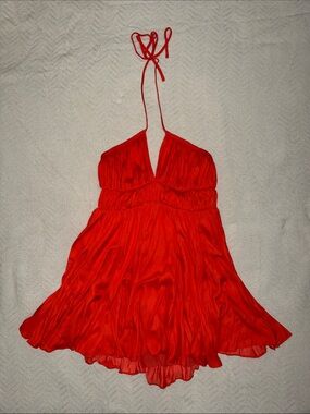 Strapless Red Halter Mini Dress - Elegant Summer Style